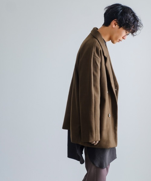 improves（インプローブス）の「ストレッチ メルトン ルーズシルエット Pコート（ピーコート・メンズ・モカ/ブラック/グレイッシュベージュ・MEDIUM/LARGE）」の13枚目の写真