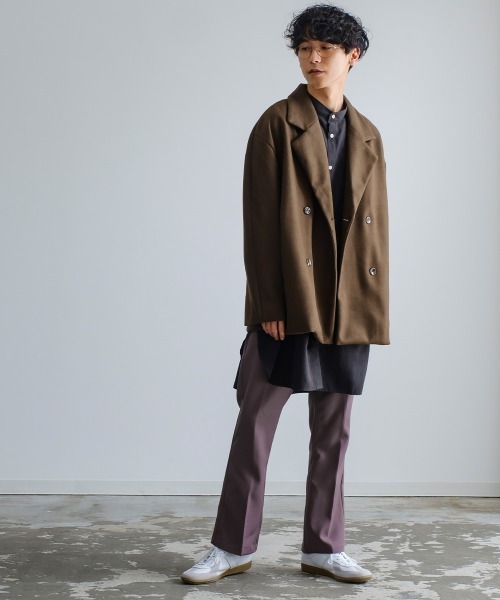 improves（インプローブス）の「ストレッチ メルトン ルーズシルエット Pコート（ピーコート・メンズ・モカ/ブラック/グレイッシュベージュ・MEDIUM/LARGE）」の10枚目の写真