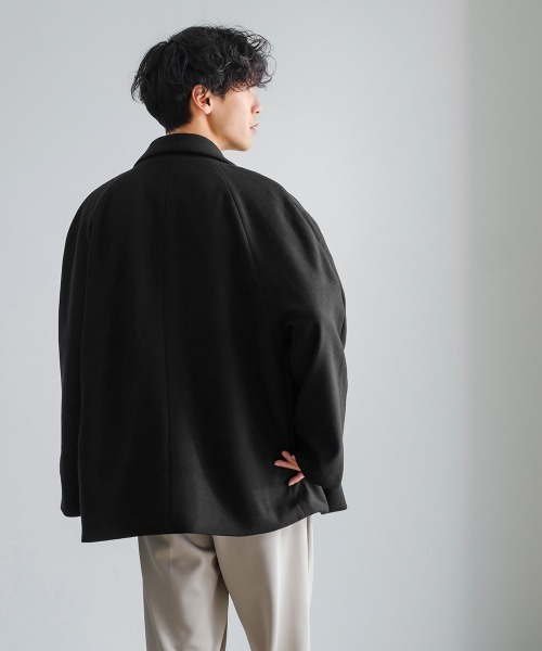 improves（インプローブス）の「ストレッチ メルトン ルーズシルエット Pコート（ピーコート・メンズ・モカ/ブラック/グレイッシュベージュ・MEDIUM/LARGE）」の9枚目の写真