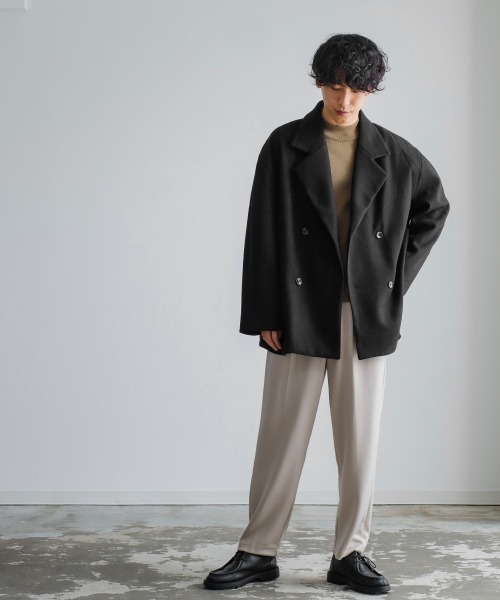 improves（インプローブス）の「ストレッチ メルトン ルーズシルエット Pコート（ピーコート・メンズ・モカ/ブラック/グレイッシュベージュ・MEDIUM/LARGE）」の21枚目の写真