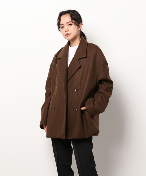 improves（インプローブス）の「ストレッチ メルトン ルーズシルエット Pコート（ピーコート・メンズ・モカ/ブラック/グレイッシュベージュ・MEDIUM/LARGE）」の15枚目の写真