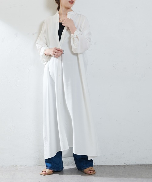 SHENERY（シーナリー）の「バックオープンシャツワンピース（ワンピース・レディース・オフホワイト/ミント・FREE）」の3枚目の写真