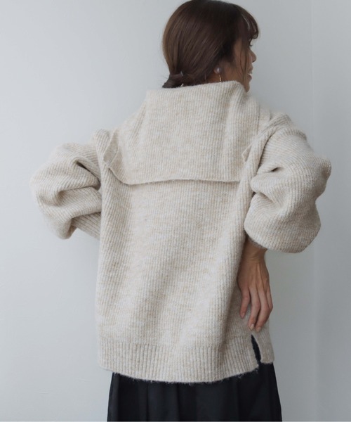 HER CLOSET(ハークローゼット)の「【shemoshelly】片畦セーラーカラーニットプルオーバー(ニット/セーター・レディース・ブラック/ベージュ/グリーン/アイボリー・M)」の3枚目の写真