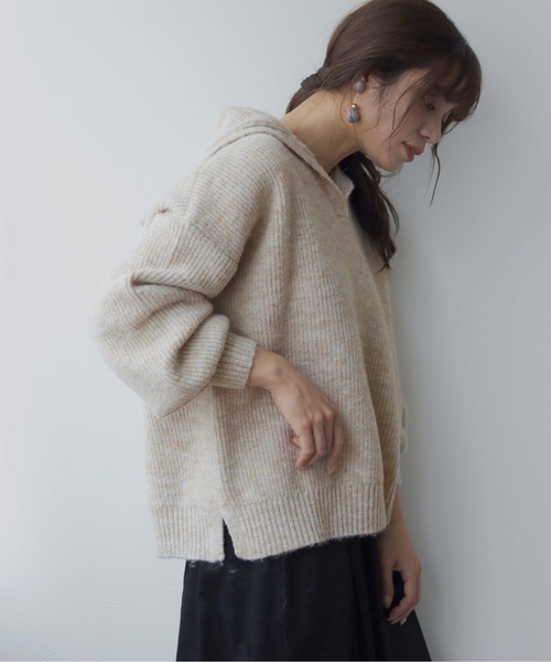 HER CLOSET(ハークローゼット)の「【shemoshelly】片畦セーラーカラーニットプルオーバー(ニット/セーター・レディース・ブラック/ベージュ/グリーン/アイボリー・M)」の8枚目の写真