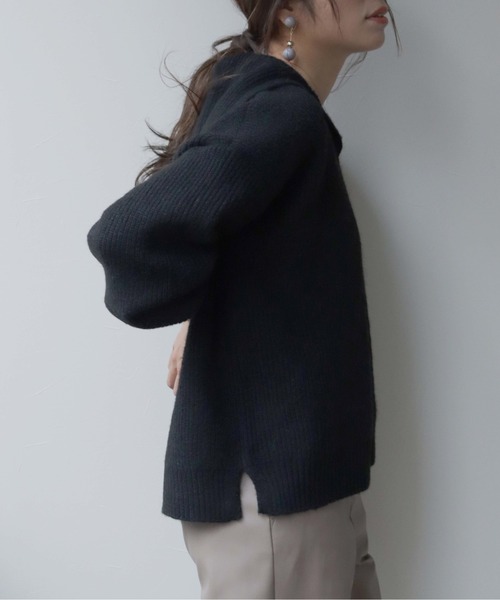 HER CLOSET(ハークローゼット)の「【shemoshelly】片畦セーラーカラーニットプルオーバー(ニット/セーター・レディース・ブラック/ベージュ/グリーン/アイボリー・M)」の11枚目の写真