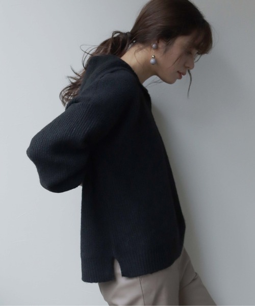 HER CLOSET(ハークローゼット)の「【shemoshelly】片畦セーラーカラーニットプルオーバー(ニット/セーター・レディース・ブラック/ベージュ/グリーン/アイボリー・M)」の12枚目の写真