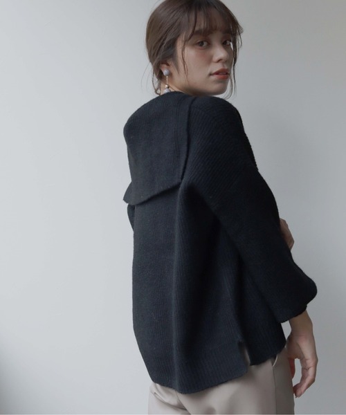 HER CLOSET(ハークローゼット)の「【shemoshelly】片畦セーラーカラーニットプルオーバー(ニット/セーター・レディース・ブラック/ベージュ/グリーン/アイボリー・M)」の13枚目の写真