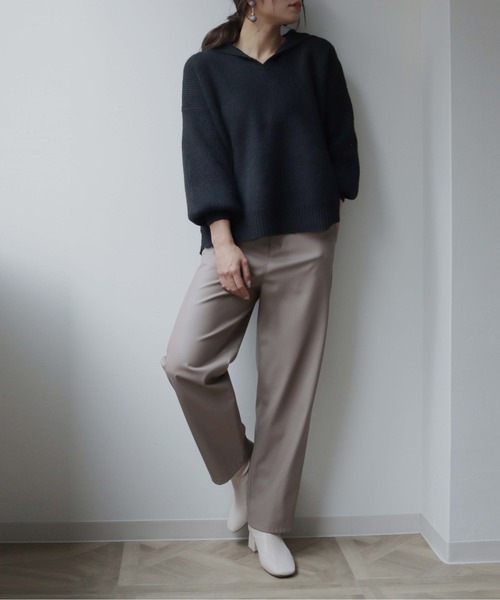 HER CLOSET(ハークローゼット)の「【shemoshelly】片畦セーラーカラーニットプルオーバー(ニット/セーター・レディース・ブラック/ベージュ/グリーン/アイボリー・M)」の14枚目の写真