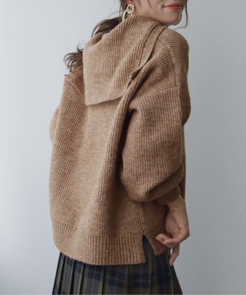 HER CLOSET(ハークローゼット)の「【shemoshelly】片畦セーラーカラーニットプルオーバー(ニット/セーター・レディース・ブラック/ベージュ/グリーン/アイボリー・M)」の18枚目の写真