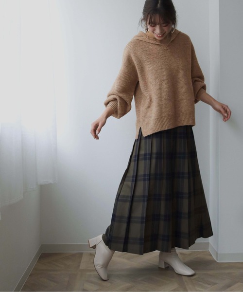 HER CLOSET(ハークローゼット)の「【shemoshelly】片畦セーラーカラーニットプルオーバー(ニット/セーター・レディース・ブラック/ベージュ/グリーン/アイボリー・M)」の19枚目の写真