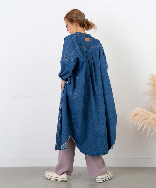 PICHI（ピイチ）の「ノーカラーデニムシャツワンピース（シャツ