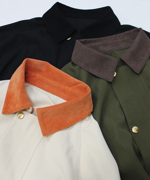 LAVEANGE(ラビアンジェ)の「配色ステンカラーブルゾン(ブルゾン・レディース・ブラック/カーキ/ベージュ系その他・LL/3L/4L/M/L)」の8枚目の写真
