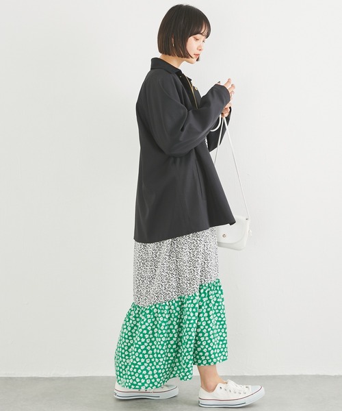 LAVEANGE(ラビアンジェ)の「配色ステンカラーブルゾン(ブルゾン・レディース・ブラック/カーキ/ベージュ系その他・LL/3L/4L/M/L)」の20枚目の写真