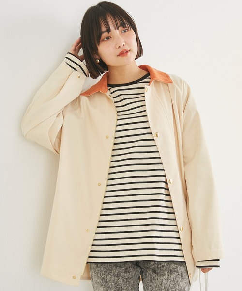 LAVEANGE(ラビアンジェ)の「配色ステンカラーブルゾン(ブルゾン・レディース・ブラック/カーキ/ベージュ系その他・LL/3L/4L/M/L)」の10枚目の写真