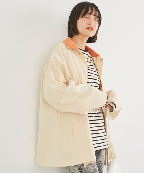 LAVEANGE(ラビアンジェ)の「配色ステンカラーブルゾン(ブルゾン・レディース・ブラック/カーキ/ベージュ系その他・LL/3L/4L/M/L)」の5枚目の写真