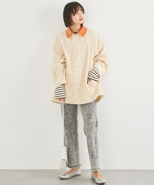 LAVEANGE(ラビアンジェ)の「配色ステンカラーブルゾン(ブルゾン・レディース・ブラック/カーキ/ベージュ系その他・LL/3L/4L/M/L)」の11枚目の写真