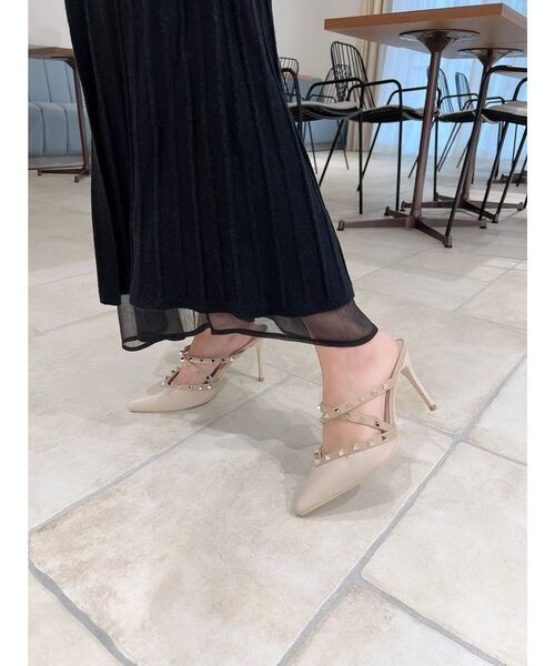 スタッズミュール LibertyDoll サンダル スリングバックピンヒールスタッズ