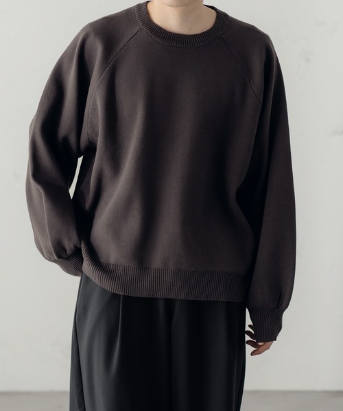 epnok（エプノック）の「ミラノリブクルーネックルーズニット（ニット/セーター・メンズ・チャコールグレー/アイボリー/グレイッシュブルー・SMALL/MEDIUM/LARGE）」の3枚目の写真