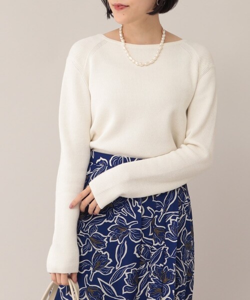 UNTITLED（アンタイトル）の「◆コットンシルク　ボートネックニット【洗える】（ニット/セーター・レディース・ブルー/ライトパープル/レモンイエロー/ホワイト系・44/48/00/02/04）」の11枚目の写真