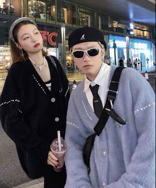 MAMC（エムエーエムシー）の「MAMC-パールカーディガン（カーディガン/ボレロ・メンズ・ライトブルー/ブラック・M/L）」の8枚目の写真