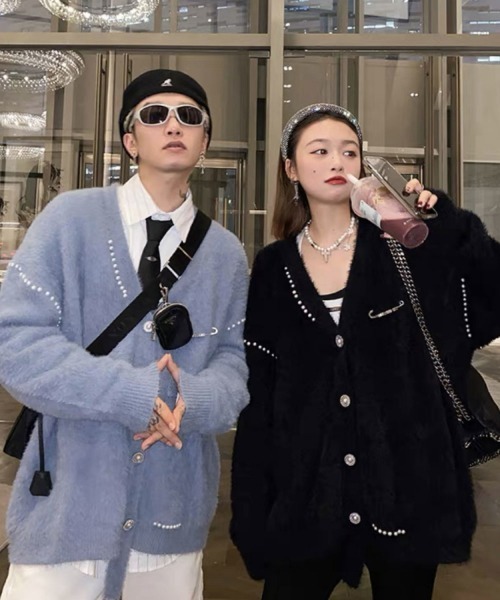 MAMC（エムエーエムシー）の「MAMC-パールカーディガン（カーディガン/ボレロ・メンズ・ライトブルー/ブラック・M/L）」の10枚目の写真