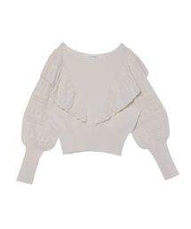 レースフリルニットプルオーバー