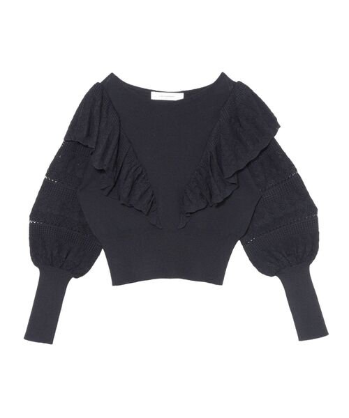 LAGUNAMOON（ラグナムーン）の「レースフリルニットプルオーバー（ニット/セーター・レディース・アイボリー/ブラック/ブルー・FREE）」の21枚目の写真