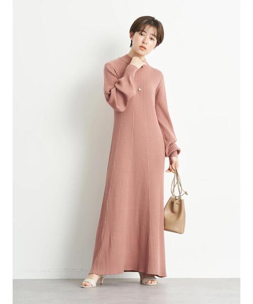 earth music&ecology（アースミュージックアンドエコロジー）の「Aラインリブニットワンピース＊（ワンピース・レディース・ネイビー/ライトベージュ/テラコッタ・FREE）」の12枚目の写真