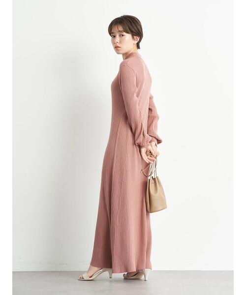 earth music&ecology（アースミュージックアンドエコロジー）の「Aラインリブニットワンピース＊（ワンピース・レディース・ネイビー/ライトベージュ/テラコッタ・FREE）」の14枚目の写真