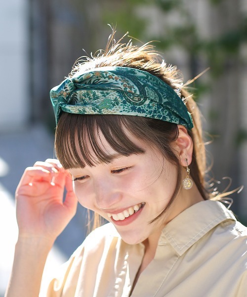 チチカカ（チチカカ）の「ペイズリー×チュールヘアバンド（ヘアバンド・レディース・ネイビー/オレンジ/グリーン・FREE）」の2枚目の写真