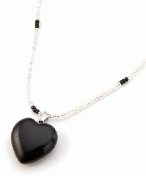 Casselini（キャセリーニ）の「Casselini(キャセリーニ)天然石ハートネックレス（ネックレス・レディース・パープル/グリーン/ブラック/ブラウン・FREE）」の6枚目の写真