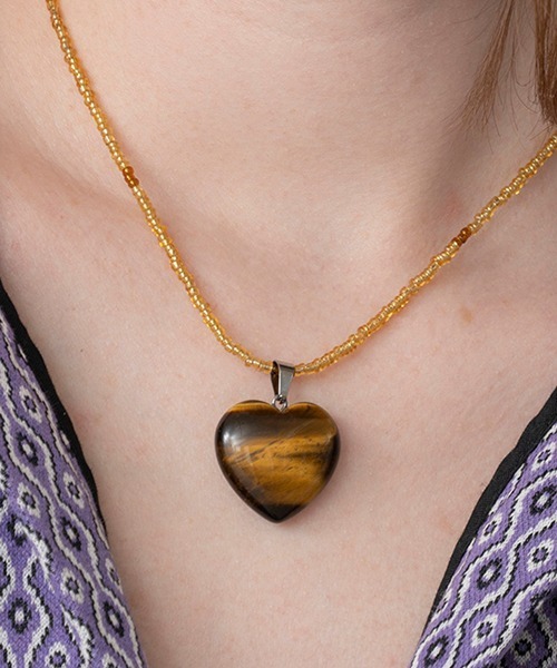 Casselini（キャセリーニ）の「Casselini(キャセリーニ)天然石ハートネックレス（ネックレス・レディース・パープル/グリーン/ブラック/ブラウン・FREE）」の10枚目の写真