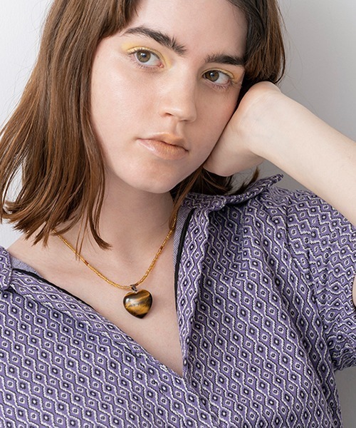 Casselini（キャセリーニ）の「Casselini(キャセリーニ)天然石ハートネックレス（ネックレス・レディース・パープル/グリーン/ブラック/ブラウン・FREE）」の12枚目の写真