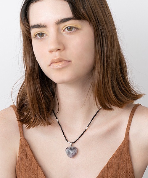 Casselini（キャセリーニ）の「Casselini(キャセリーニ)天然石ハートネックレス（ネックレス・レディース・パープル/グリーン/ブラック/ブラウン・FREE）」の13枚目の写真