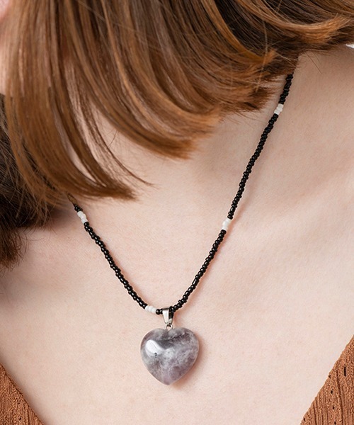 Casselini（キャセリーニ）の「Casselini(キャセリーニ)天然石ハートネックレス（ネックレス・レディース・パープル/グリーン/ブラック/ブラウン・FREE）」の15枚目の写真