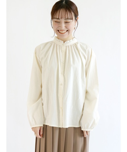 teru★新品★エヘカソポ★sm2★スタンドレース衿ブラウス*ミント ehka sopo（エヘカソポ）の「レーススタンド衿ブラウス（シャツ