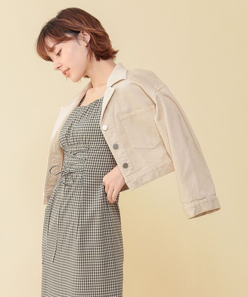 DEICY(デイシー)の「ショートデニムジャケット(デニムジャケット・レディース・アイボリー/ピンクベージュ・FREE)」の8枚目の写真