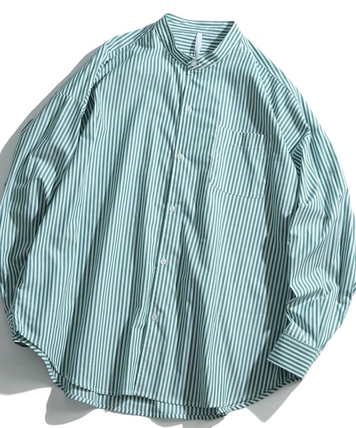 おしゃれスタ(オシャレスタ)の「綿ブロードバンドカラービッグシルエットシャツ(IR)(シャツ/ブラウス・レディース・グレイッシュベージュ/サックスブルー/グリーン/ブラック/ホワイト/ラベンダー/ブルー系その他/ホワイト系その他/イエロー/グリーン系その他/ブラック系その他・L/M/XL)」の7枚目の写真