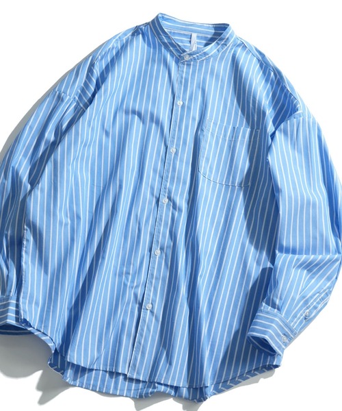 おしゃれスタ(オシャレスタ)の「綿ブロードバンドカラービッグシルエットシャツ(IR)(シャツ/ブラウス・レディース・グレイッシュベージュ/サックスブルー/グリーン/ブラック/ホワイト/ラベンダー/ブルー系その他/ホワイト系その他/イエロー/グリーン系その他/ブラック系その他・L/M/XL)」の9枚目の写真