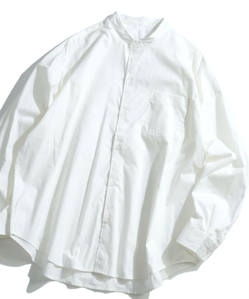 おしゃれスタ(オシャレスタ)の「綿ブロードバンドカラービッグシルエットシャツ(IR)(シャツ/ブラウス・レディース・グレイッシュベージュ/サックスブルー/グリーン/ブラック/ホワイト/ラベンダー/ブルー系その他/ホワイト系その他/イエロー/グリーン系その他/ブラック系その他・L/M/XL)」の2枚目の写真