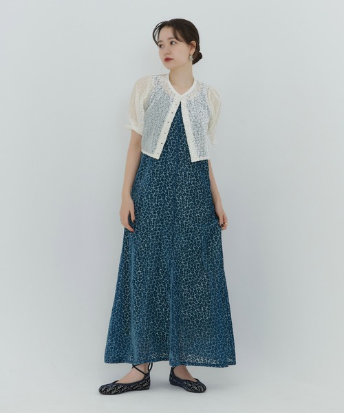 TINA：JOJUN（ティーナジョジュン）の「フラワーベロア ミニジャケット TINA：JOJUN（その他トップス・レディース・ブラック/ホワイト・M）」の6枚目の写真
