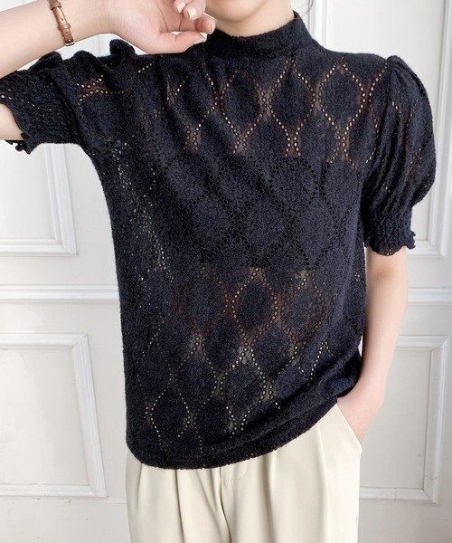 ABITOKYO(アビトーキョー)の「ハイネックカットワークレースブラウス(シャツ/ブラウス・レディース・ブラック/アイボリー/ネイビー/ベージュ/ブルーグレー・FREE)」の14枚目の写真