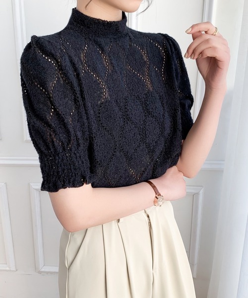 ABITOKYO(アビトーキョー)の「ハイネックカットワークレースブラウス(シャツ/ブラウス・レディース・ブラック/アイボリー/ネイビー/ベージュ/ブルーグレー・FREE)」の8枚目の写真