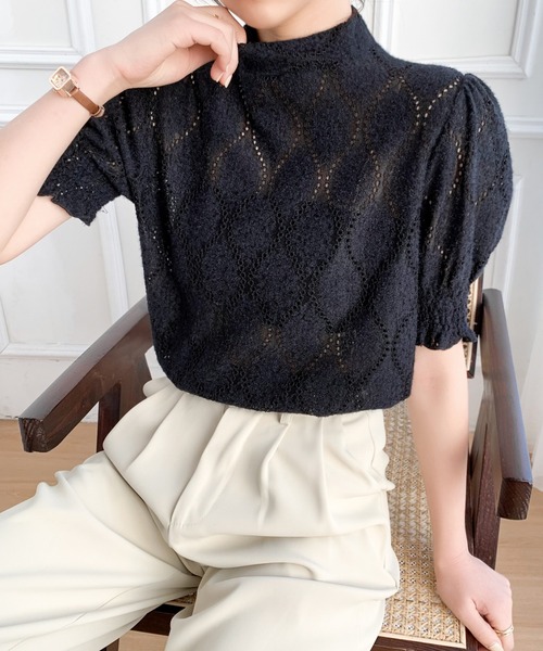 ABITOKYO(アビトーキョー)の「ハイネックカットワークレースブラウス(シャツ/ブラウス・レディース・ブラック/アイボリー/ネイビー/ベージュ/ブルーグレー・FREE)」の18枚目の写真