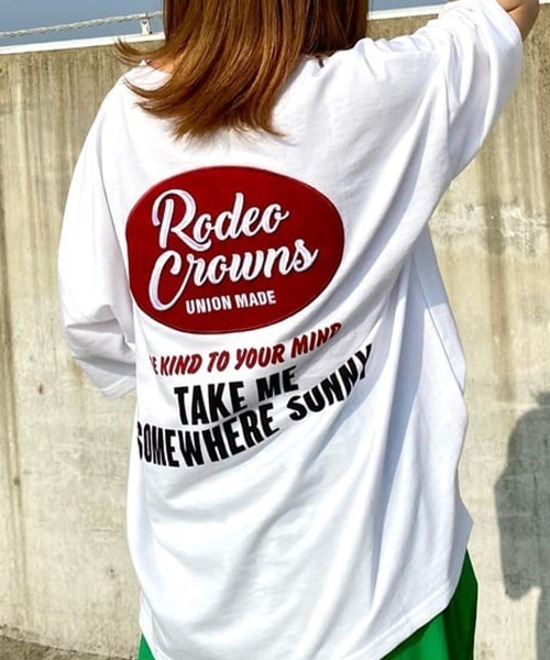 RODEO CROWNS WIDE BOWL（ロデオクラウンズワイドボウル）の「スクリプトパッチスウェットトップス（Tシャツ/カットソー・レディース・ホワイト/ブラック/杢グレー・FREE）」の2枚目の写真