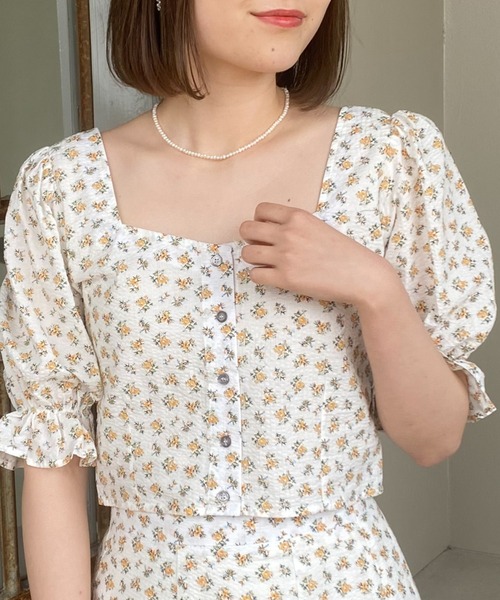Cheek(チーク)の「花柄クロップドブラウス(シャツ/ブラウス・レディース・パープル/オレンジ・MEDIUM)」の18枚目の写真