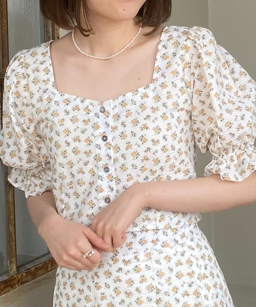 Cheek(チーク)の「花柄クロップドブラウス(シャツ/ブラウス・レディース・パープル/オレンジ・MEDIUM)」の21枚目の写真