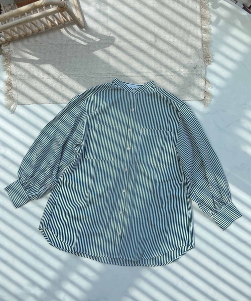 AS KNOW AS plus(アズノゥアズプラス)の「●ダブルポケットクレリックシャツチュニック(チュニック・レディース・オフホワイト/ブラウン系/グリーン系/ブルー系・FREE)」の3枚目の写真