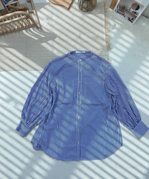 AS KNOW AS plus(アズノゥアズプラス)の「●ダブルポケットクレリックシャツチュニック(チュニック・レディース・オフホワイト/ブラウン系/グリーン系/ブルー系・FREE)」の5枚目の写真