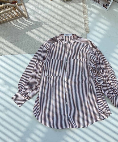AS KNOW AS plus(アズノゥアズプラス)の「●ダブルポケットクレリックシャツチュニック(チュニック・レディース・オフホワイト/ブラウン系/グリーン系/ブルー系・FREE)」の10枚目の写真